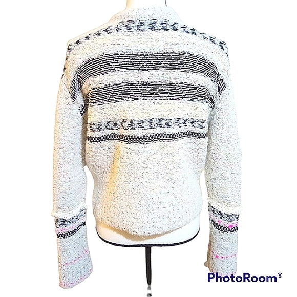 FREE PEOPLE COLOR POP HENLEY PULLOVER SWEATER SZ S EMBROIDERY FRINGE TRIM BOHO - Picture 5 of 15